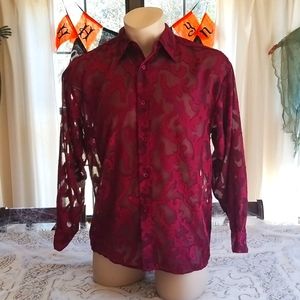 Vintage International Male Sheer Brocade Shirt 1990s - Medium